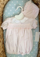 Petit Ami 2 piece bubble romper with collar and bonnet. 3 month size