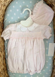 Petit Ami 2 piece bubble romper with collar and bonnet. 3 month size