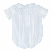 Petit Ami romper and cap with hand feather stitching