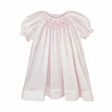 Petit Ami day gown with raglan sleeves and embroidered hem and matching bonnet. Prem