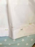 Petit Ami day gown with raglan sleeves and embroidered hem and matching bonnet. Prem
