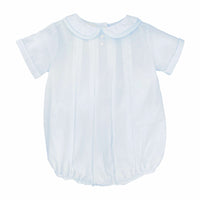 Petit Ami romper and cap with hand feather stitching