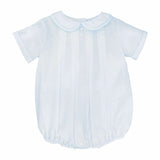Petit Ami romper and cap with hand feather stitching