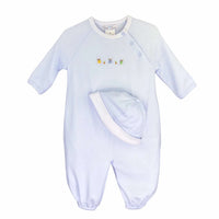 Petit Ami bullion stitch bunny knit convertible bag with matching hat. Newborn