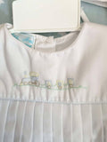 Petit Ami romper with train embroidery with cap. Newborn
