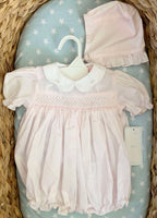 Petit Ami Bubble romper with bonnet and collar. 6 month size.
