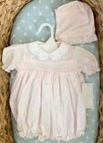 Petit Ami Bubble romper with bonnet and collar. 6 month size.