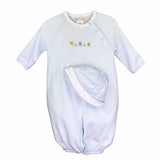 Petit Ami bullion stitch bunny knit convertible bag with matching hat. Newborn