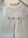 Petit Ami bullion stitch bunny knit convertible bag with matching hat. Newborn