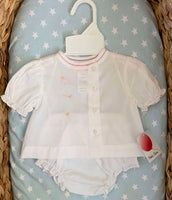 Petit Ami Shadow stitch diaper set. Newborn