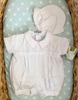Will'beth White collared romper with cap